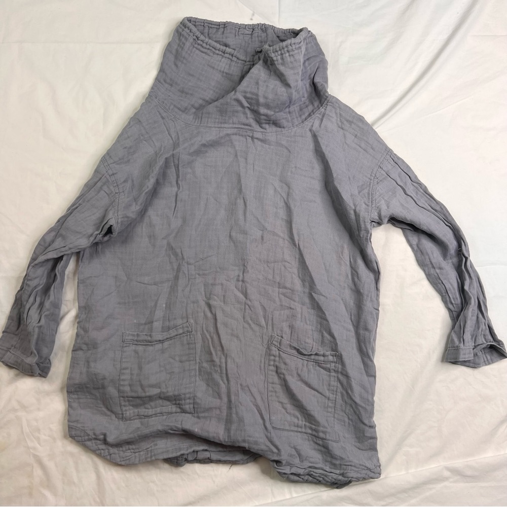 Pure Jill Turtleneck X Small Blue Long Sleeve Stretchy Pockets Cotton L031022